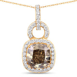 IGI Certified 2.50 Carat Genuine Brown Diamond Center and 0.31cttw White Diamond 18K Yellow Gold Pendant (2.81cttw)