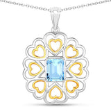 2.60 Carat Genuine Blue Topaz .925 Sterling Silver Pendant