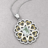 2.10 Carat Genuine Green Amethyst .925 Sterling Silver Pendant