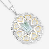 2.10 Carat Genuine Green Amethyst .925 Sterling Silver Pendant