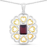 2.55 Carat Genuine Garnet .925 Sterling Silver Pendant