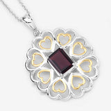 2.55 Carat Genuine Garnet .925 Sterling Silver Pendant