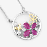 1.47 Carat Genuine Ruby and White Topaz .925 Sterling Silver Pendant