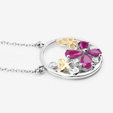 1.47 Carat Genuine Ruby and White Topaz .925 Sterling Silver Pendant