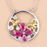 1.47 Carat Genuine Ruby and White Topaz .925 Sterling Silver Pendant