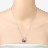 1.47 Carat Genuine Ruby and White Topaz .925 Sterling Silver Pendant