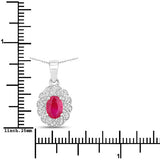 0.95 Carat Genuine Ruby and White Diamond 10K White Gold Pendant