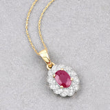 0.95 Carat Genuine Ruby and White Diamond 10K Yellow Gold Pendant