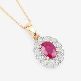 0.95 Carat Genuine Ruby and White Diamond 10K Yellow Gold Pendant