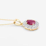 0.95 Carat Genuine Ruby and White Diamond 10K Yellow Gold Pendant