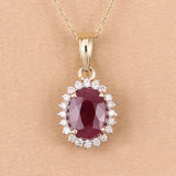 1.60 Carat Genuine Ruby and White Diamond 10K Yellow Gold Pendant