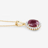 1.60 Carat Genuine Ruby and White Diamond 10K Yellow Gold Pendant