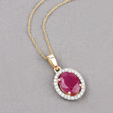 2.51 Carat Genuine Ruby and White Diamond 10K Yellow Gold Pendant