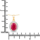 2.51 Carat Genuine Ruby and White Diamond 10K Yellow Gold Pendant