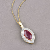 1.52 Carat Genuine Ruby and White Diamond 10K Yellow Gold Pendant