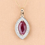 1.52 Carat Genuine Ruby and White Diamond 10K Yellow Gold Pendant