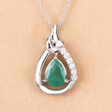 1.18 Carat Genuine Zambian Emerald and White Diamond 10K White Gold Pendant