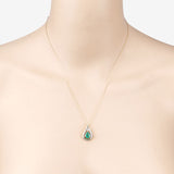 1.18 Carat Genuine Zambian Emerald and White Diamond 10K Yellow Gold Pendant