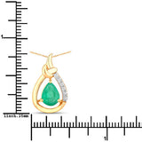 1.18 Carat Genuine Zambian Emerald and White Diamond 10K Yellow Gold Pendant