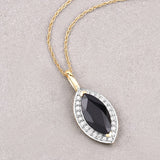 2.29 Carat Genuine Blue Sapphire and White Diamond 10K Yellow Gold Pendant