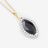 2.29 Carat Genuine Blue Sapphire and White Diamond 10K Yellow Gold Pendant