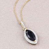 2.27 Carat Genuine Blue Sapphire and White Diamond 10K Yellow Gold Pendant