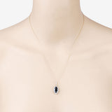 2.27 Carat Genuine Blue Sapphire and White Diamond 10K Yellow Gold Pendant