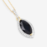 2.27 Carat Genuine Blue Sapphire and White Diamond 10K Yellow Gold Pendant