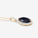 2.27 Carat Genuine Blue Sapphire and White Diamond 10K Yellow Gold Pendant