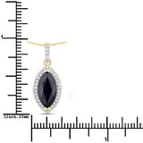 2.27 Carat Genuine Blue Sapphire and White Diamond 10K Yellow Gold Pendant