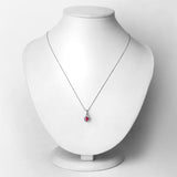 0.62 Carat Genuine Ruby and White Diamond 14K White Gold Pendant