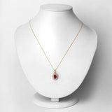 1.55 Carat Genuine Ruby and White Diamond 14K Yellow Gold Pendant