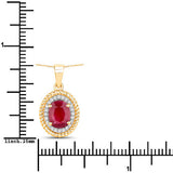1.55 Carat Genuine Ruby and White Diamond 14K Yellow Gold Pendant