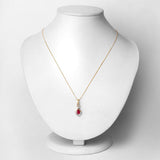 0.86 Carat Genuine Ruby and White Diamond 14K Yellow Gold Pendant