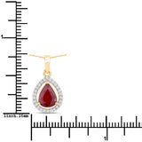 1.61 Carat Genuine Ruby and White Diamond 14K Yellow Gold Pendant