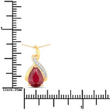 1.98 Carat Genuine Ruby and White Diamond 14K Yellow Gold Pendant