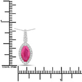 1.60 Carat Genuine Ruby and White Diamond 14K White Gold Pendant