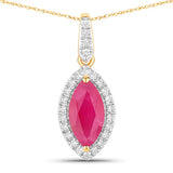 1.60 Carat Genuine Ruby and White Diamond 14K Yellow Gold Pendant
