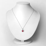 1.48 Carat Genuine Ruby and White Diamond 14K White Gold Pendant