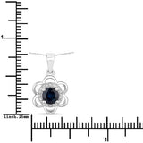 0.94 Carat Genuine Blue Sapphire and White Diamond 14K White Gold Pendant
