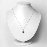 0.91 Carat Genuine Blue Sapphire and White Diamond 14K White Gold Pendant