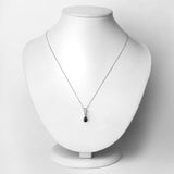 0.85 Carat Genuine Blue Sapphire and White Diamond 14K White Gold Pendant