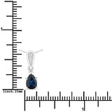 0.85 Carat Genuine Blue Sapphire and White Diamond 14K White Gold Pendant