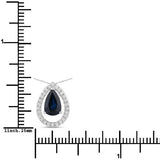 1.15 Carat Genuine Blue Sapphire and White Diamond 14K White Gold Pendant