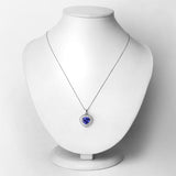 4.17 Carat Genuine Tanzanite and White Diamond 14K White Gold Pendant