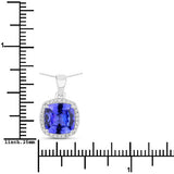 2.65 Carat Genuine Tanzanite and White Diamond 14K White Gold Pendant