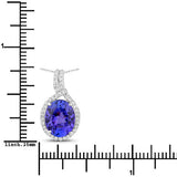 3.21 Carat Genuine Tanzanite and White Diamond 14K White Gold Pendant