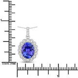 2.93 Carat Genuine Tanzanite and White Diamond 14K White Gold Pendant