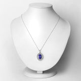 4.90 Carat Genuine Tanzanite and White Diamond 14K White Gold Pendant