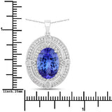 5.91 Carat Genuine Tanzanite and White Diamond 14K White Gold Pendant